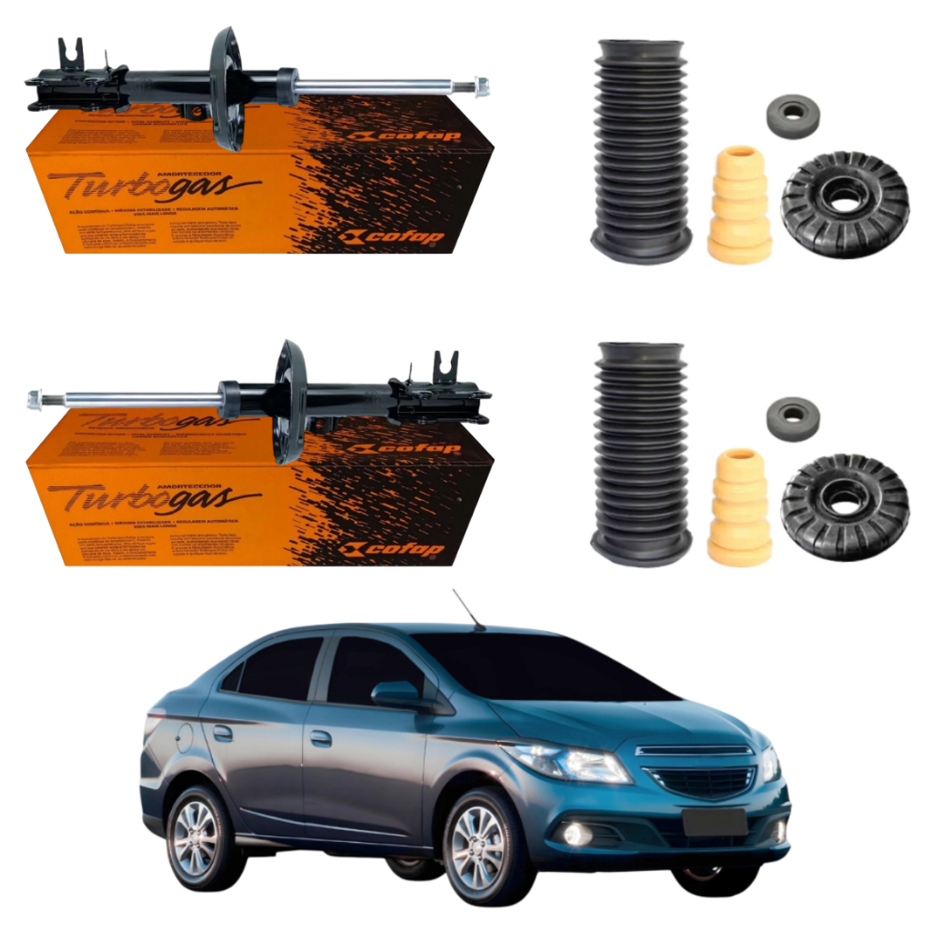 PAR AMORTECEDOR DIANTEIRO PRISMA 2013 A 2020 ORIGINAL COFAP + KITS