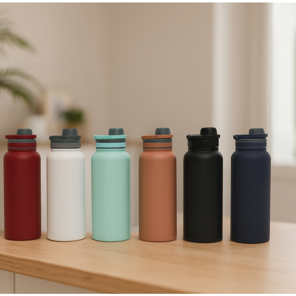 Garrafa Inox 750-1000ml 304 Squeeze Isotermica Quente e Frio com Trava de Segurança e Alça