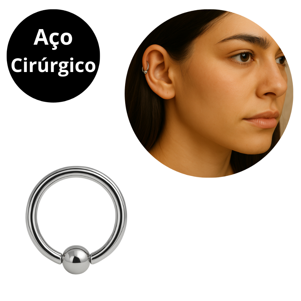 Piercing Captive Aço Cirúrgico 316l Nariz Septo Daith 6 8 10 12 14mmn Prateado
