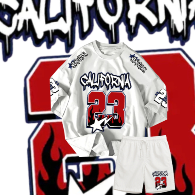 Conjunto Camiseta 30.1 + Bermuda Tactel Streetwear California 23 New York