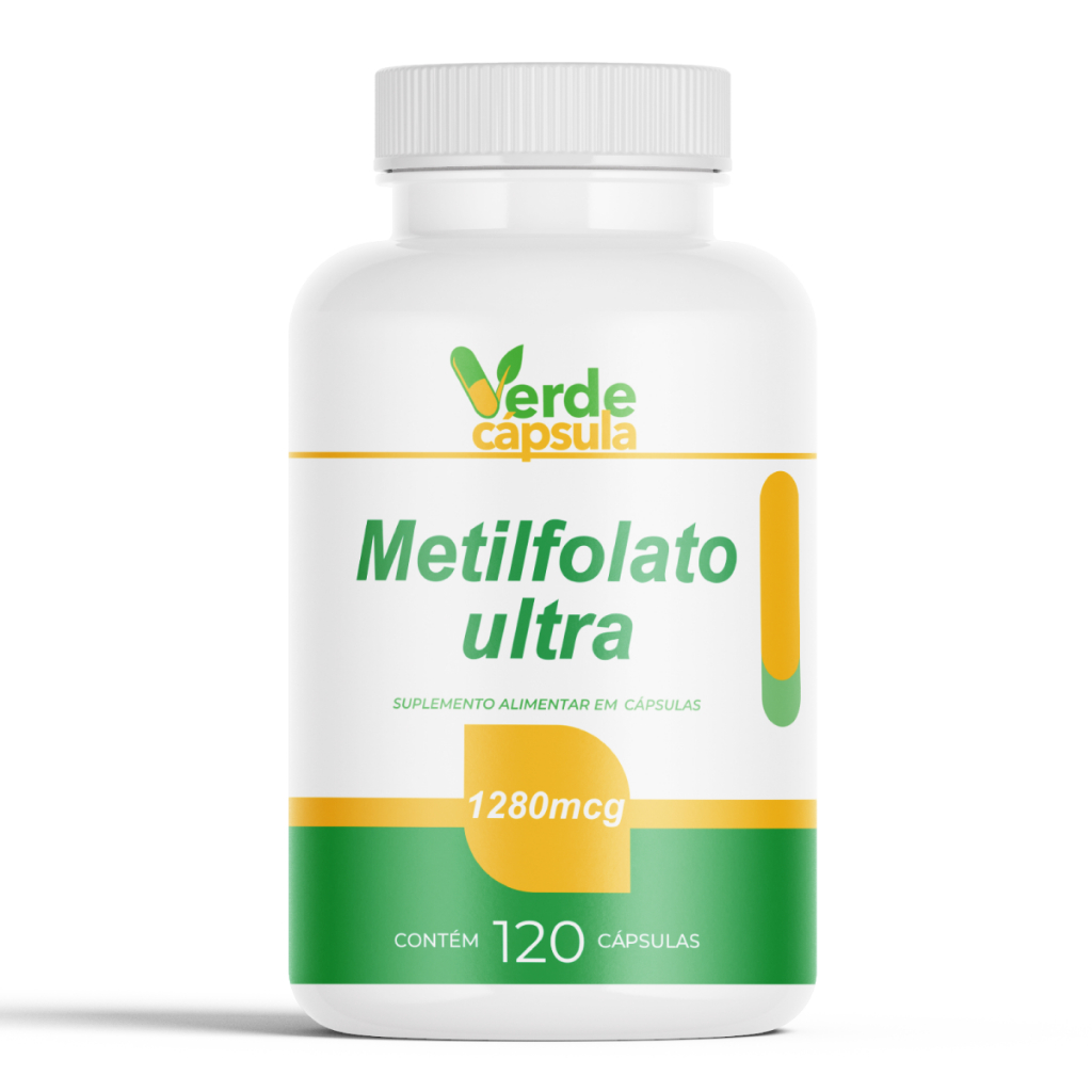 Metilfolato Original 1280mcg 120 Cápsulas - Ácido Fólico (Vitamina B9) - Verde Cápsula em Oferta na Shopee
