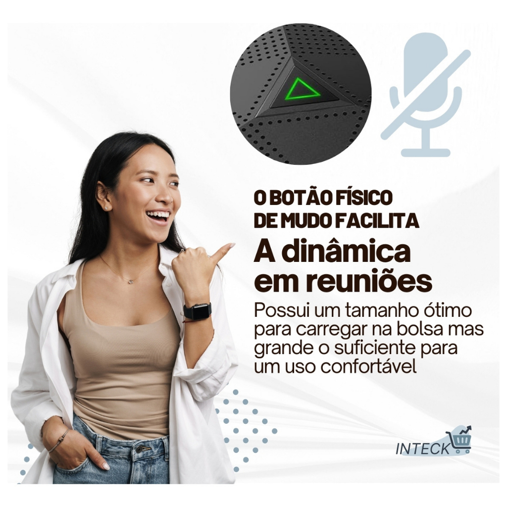 Microfone de Mesa Botão de Mudo Omnidirecional USB - Áudio Claro para Conferências, Reuniões Online, Zoom, Google Meet — imagem 2 de 2