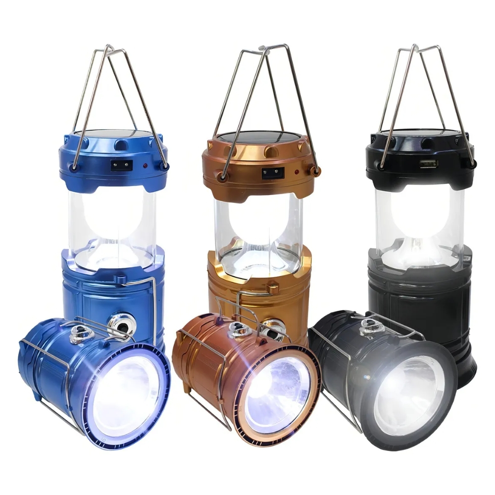 Lanterna Led Solar Recarregável Camping Vira Lampião Alira Home