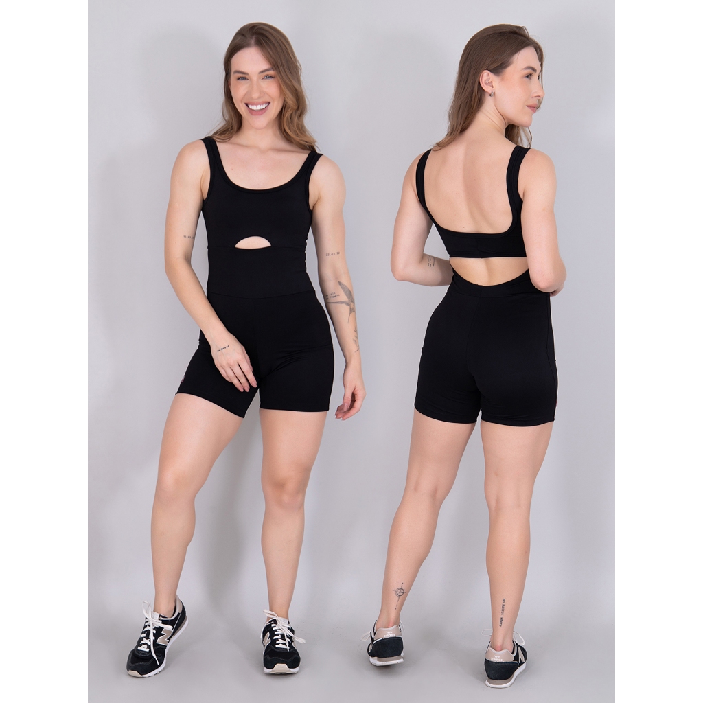 Macaquinho Feminino de Poliamida Midi Moda Feminina Fitness