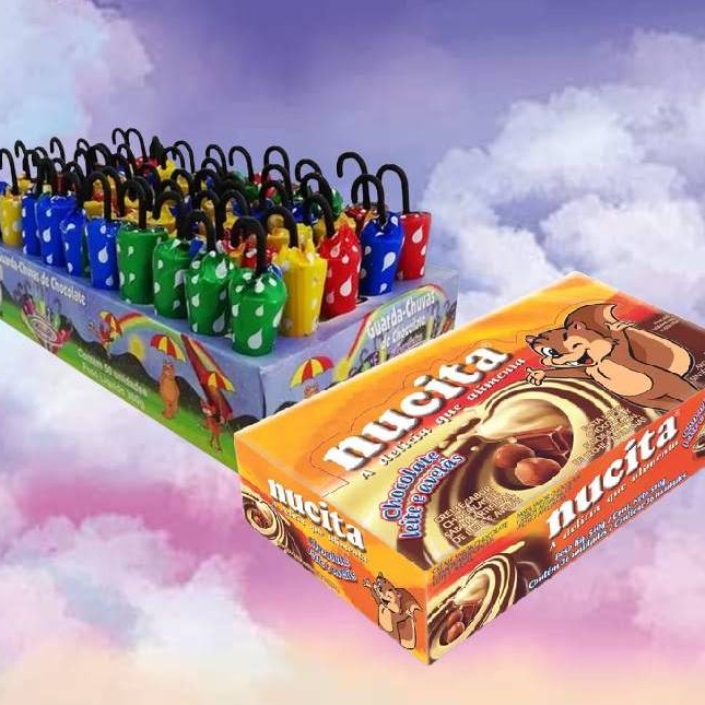 Kit Nucita Bicolor C/48 Unidades & Guarda Chuva de Chocolate C/50 Unidades em Oferta na Shopee