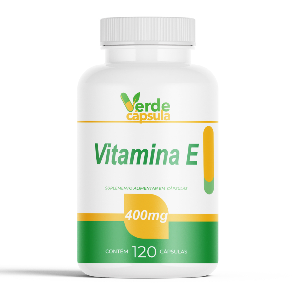 Vitamina E 400mg 120 Cápsulas - Acetato DL-Alfa-Tocoferol - Verde Cápsula