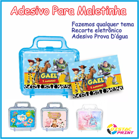 Adesivo Personalizado Maletinha 9,5X7CM  | FAZEMOS QUALQUER TEMA | Adesivo Lembrancinha Aniversário