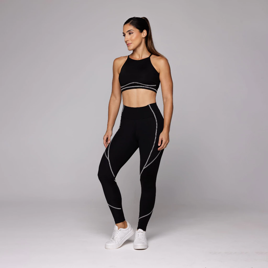 Conjunto Fitness Feminino Sense Academia Top Poliamida e Calça Legging Alta Compressão Coleção Duo — imagem 1