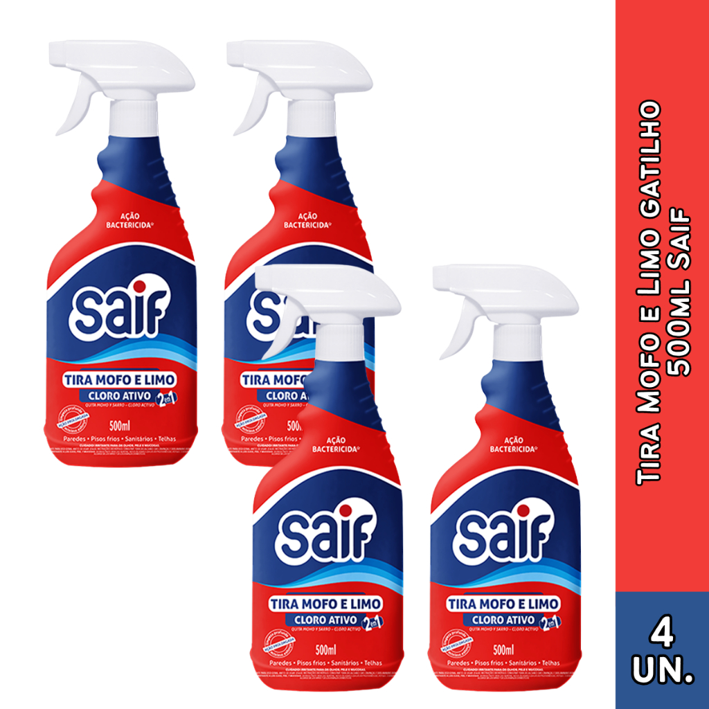 Tira Mofo e Limo Cloro Ativo 2 em 1 Saif Gatilho 500ml Escolha a Quantidade em Oferta na Shopee