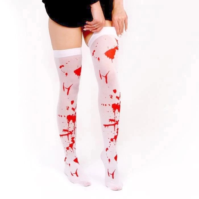 Meia Longa 7/8 Sangue Esqueleto Acessório Fantasia de Halloween Cosplay Festas Temáticas