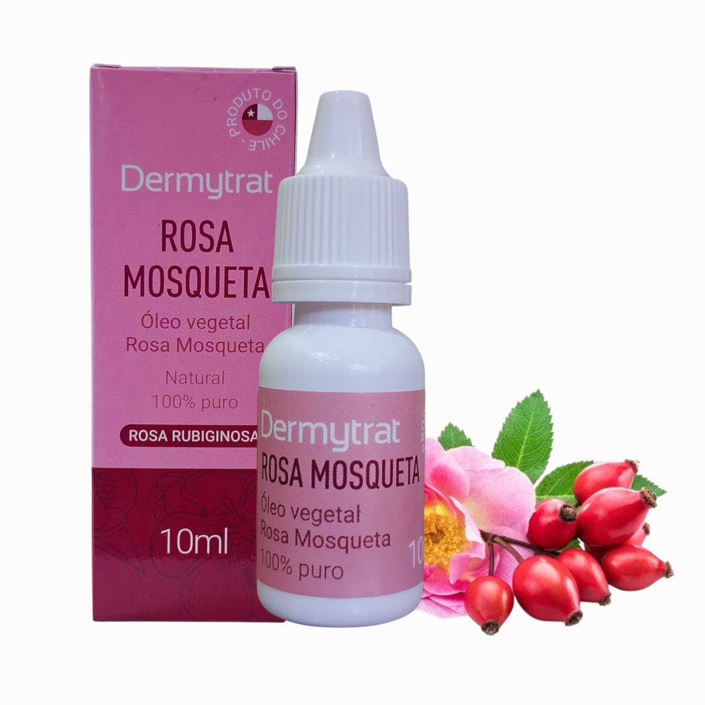 Óleo Rosa Mosqueta Dermytrat 10ml 100% Vegetal Puro Rosa Rubiginosa Natural Manchas Cicatrizes