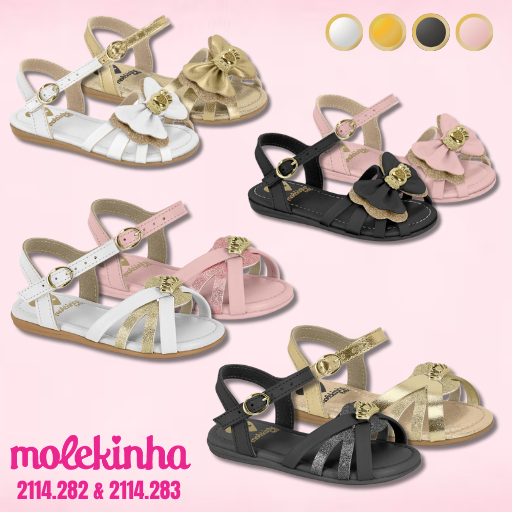 Sandália Infantil Molekinha Menina Com Laço e Glitter Confortável e Charmosa