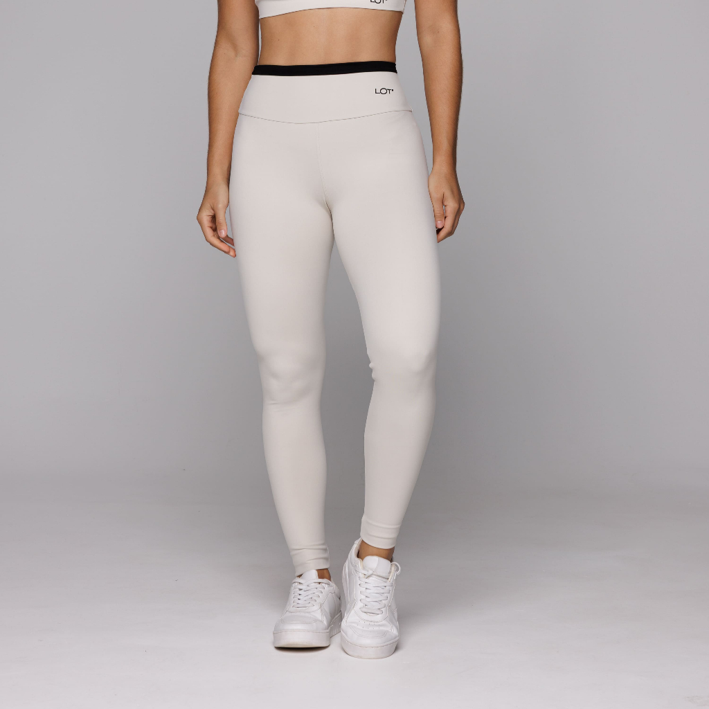 Calça Legging Academia Fitness Poliamida Areia com Detalhe Preto Esportiva Cós Duplo Coleção Duo em Oferta na Shopee