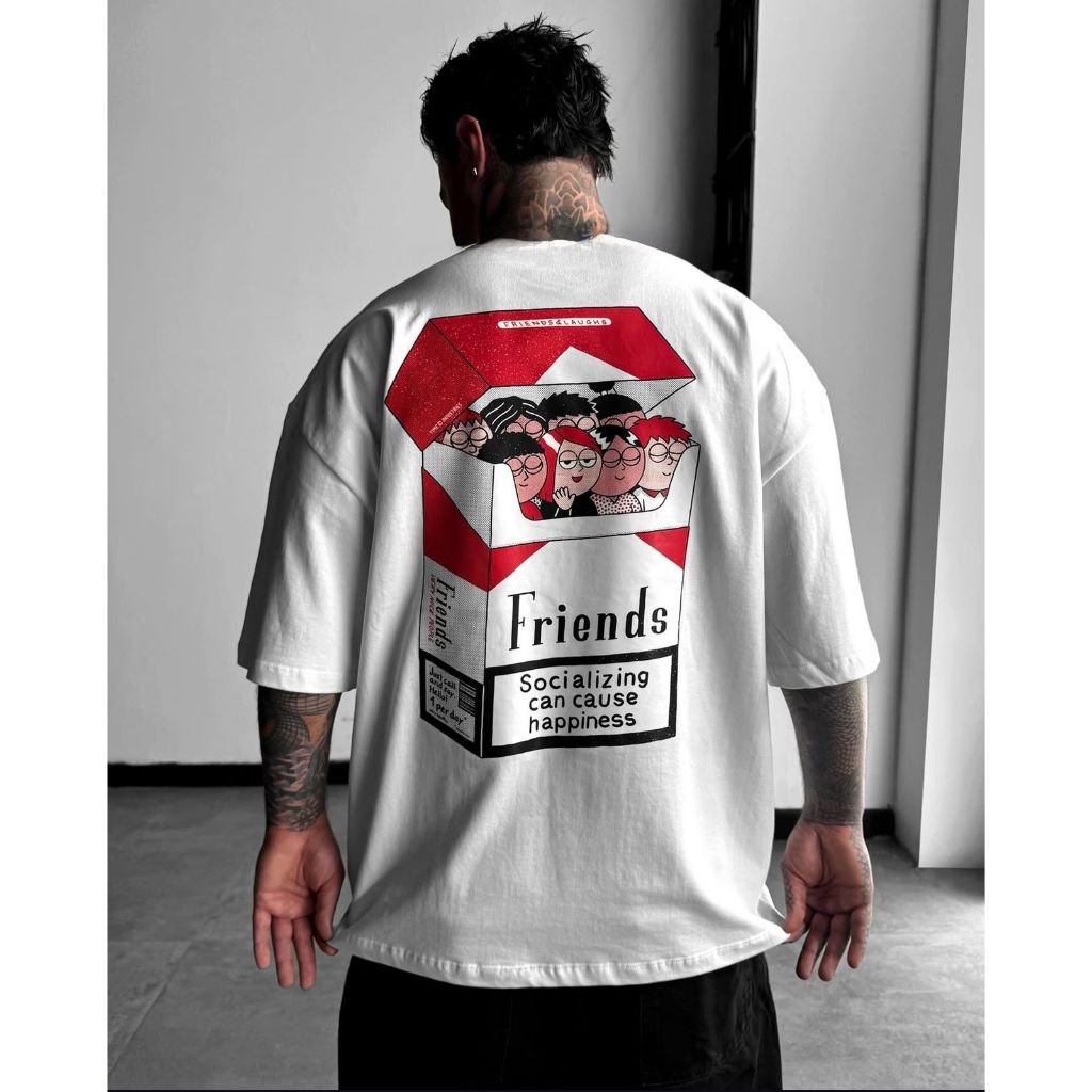 Camiseta oversized Friends Aftersoul unissex plus size algodão streetwear