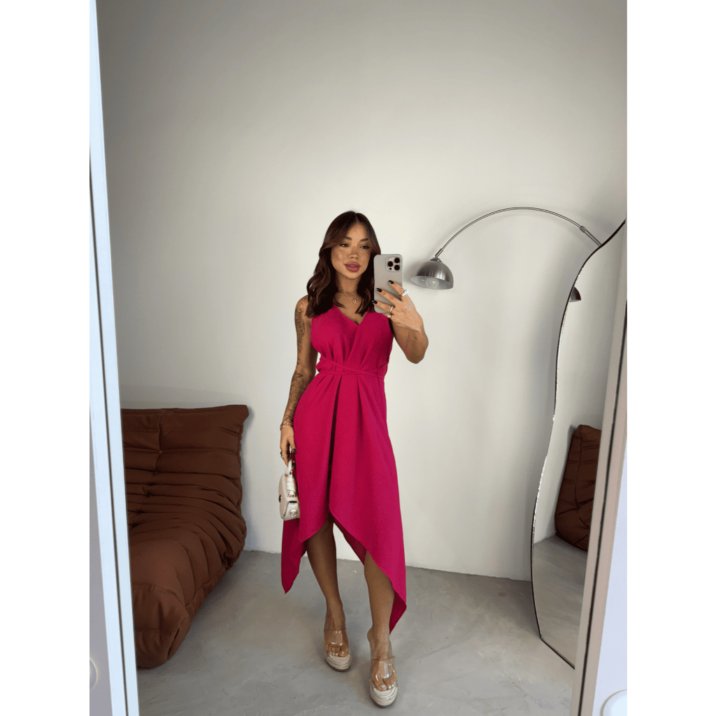 Vestido soltinho envelope frente única costa nua amarração nas Costas