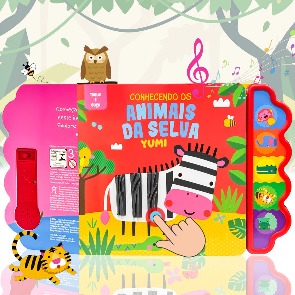 Livro Sensorial Bebê Animais Da Selva | Toque E Ouça Com Sons E Texturas | Interativo E Educativo em Oferta na Shopee