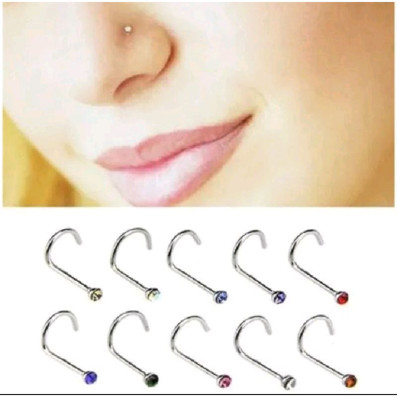 Piercing nariz várias cores aço cirúrgico