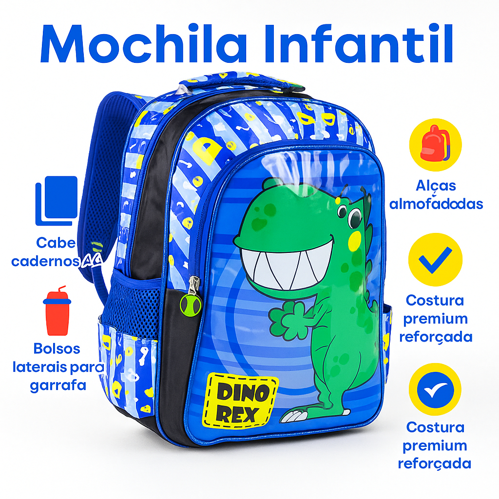 Mochila de Costas Infantil Escolar Menino Dinossauros - Impermeável e Leve - Mochila Dinossauro Infantil para Criança em Oferta na Shopee