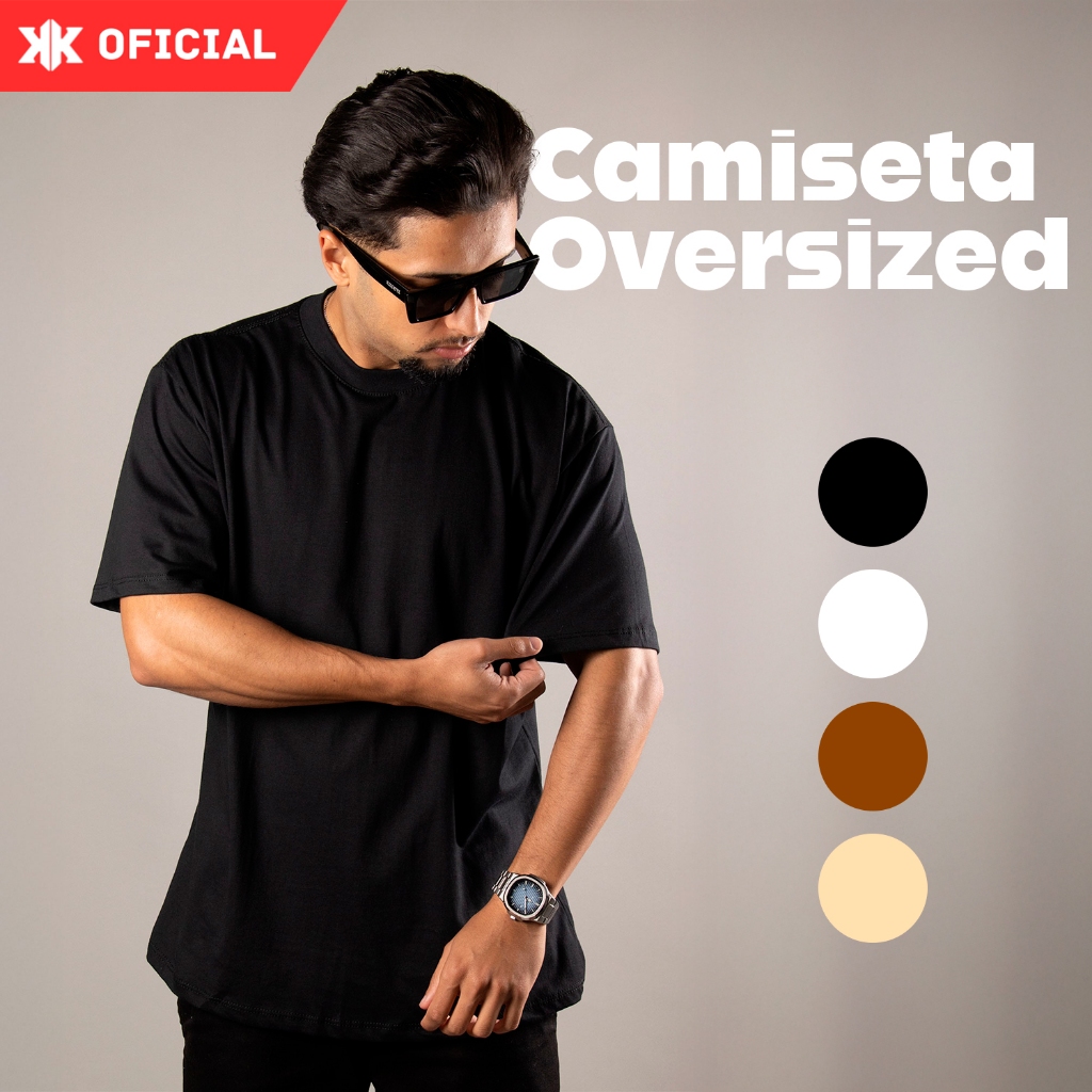 Camiseta Oversized Masculina Premium 100% Algodão Gola Grossa 2x1 Streetwear Lisa Basica Caimento