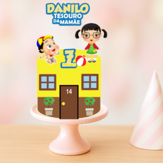 Topo de Bolo Chaves Personalizado Nome Idade Festa Decoração Infantil Aniversario Mesversario