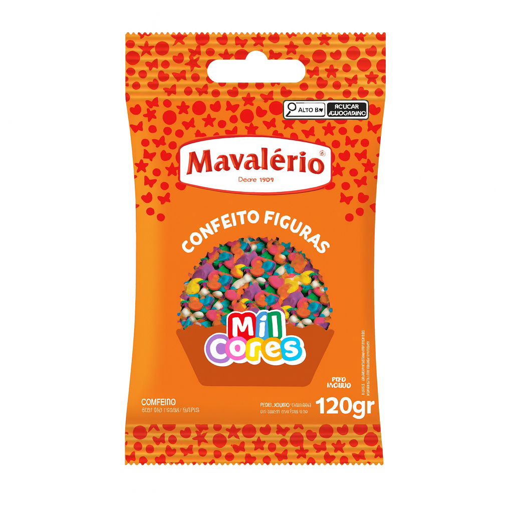Confeito Figuras CONFETE Mil Cores 120g Mavalério