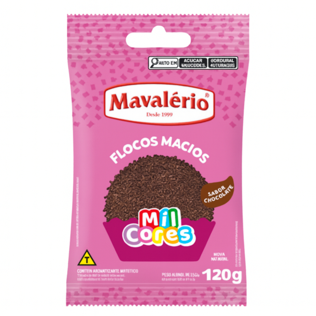Flocos Macios Sabor Chocolate Mil Cores 150g Mavalério em Oferta na Shopee