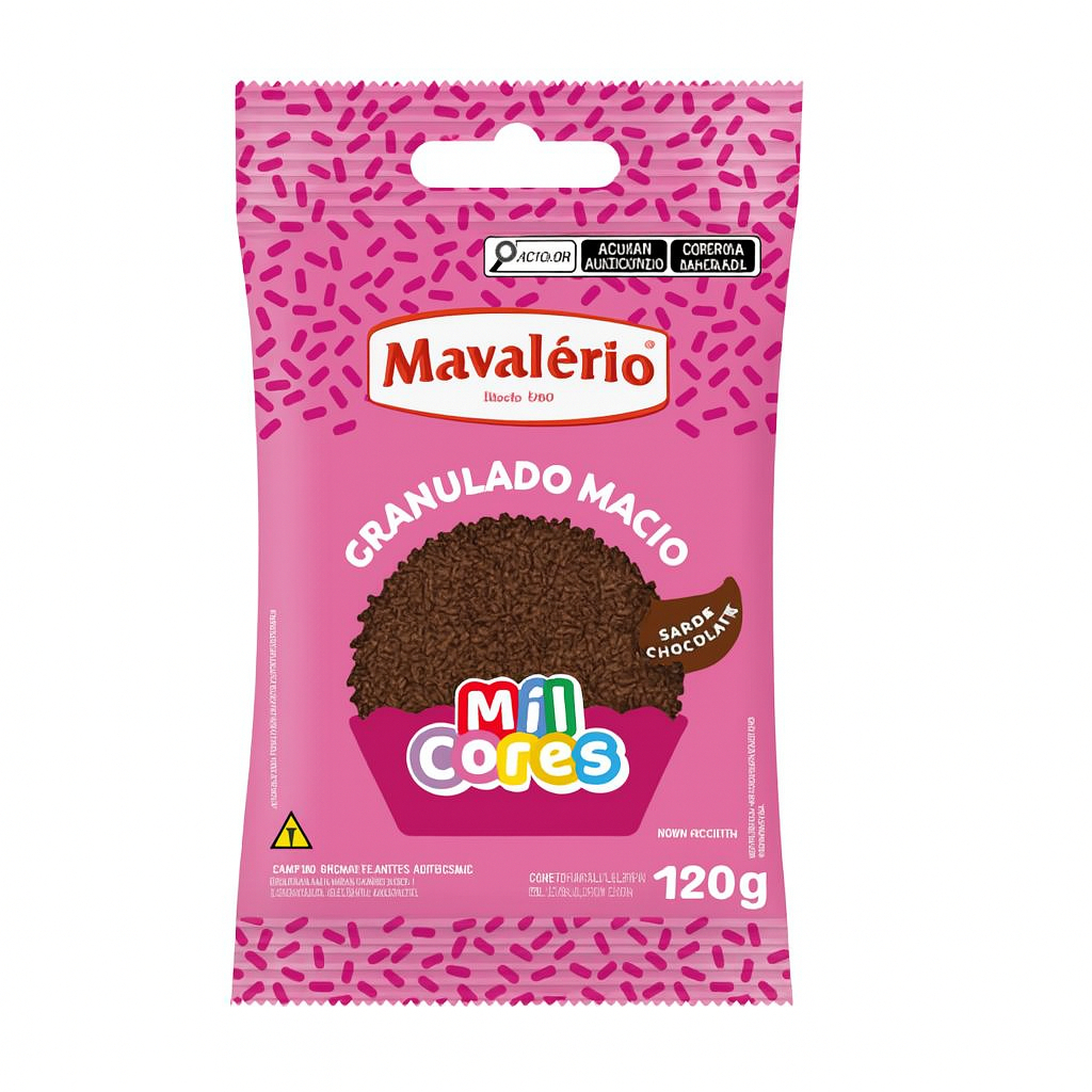 Granulado Macio Sabor Chocolate Mil Cores 120g Mavalério em Oferta na Shopee