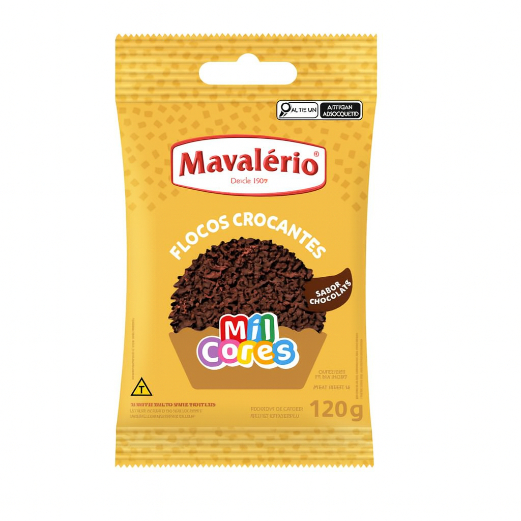 Flocos Crocantes Sabor Chocolate Mil Cores 120g Mavalério em Oferta na Shopee