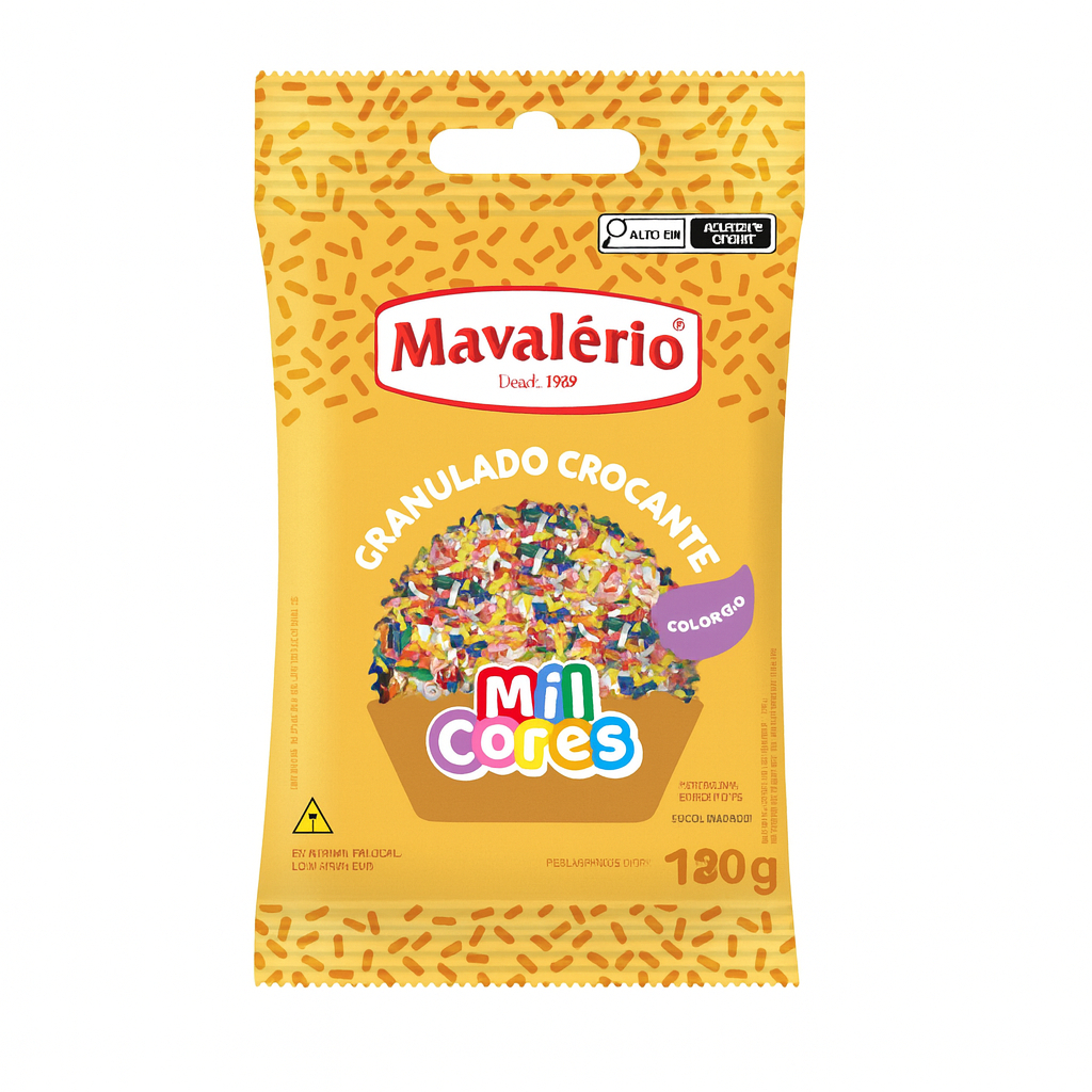 Granulado Crocante Colorido Mil Cores 120g Mavalério em Oferta na Shopee