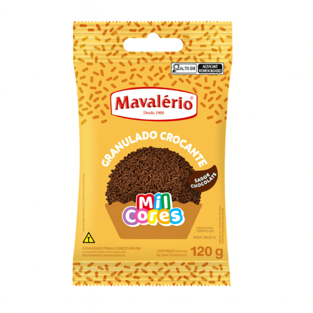 Granulado Crocante Sabor Chocolate Mil Cores 120g Mavalério em Oferta na Shopee