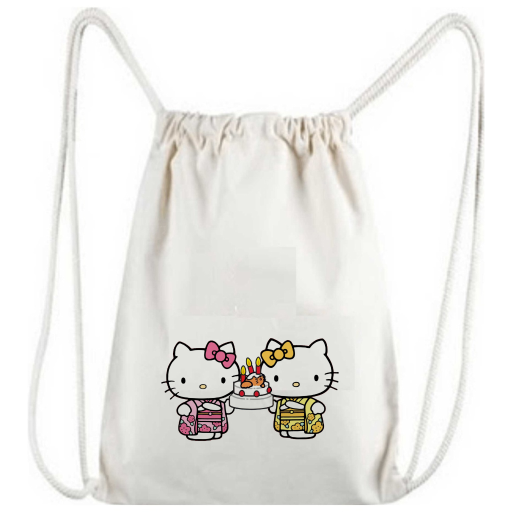 15 Mochila algodão 30x40 Transfer 14x20 - 100% algodão cru Personalizada  Hello Kity