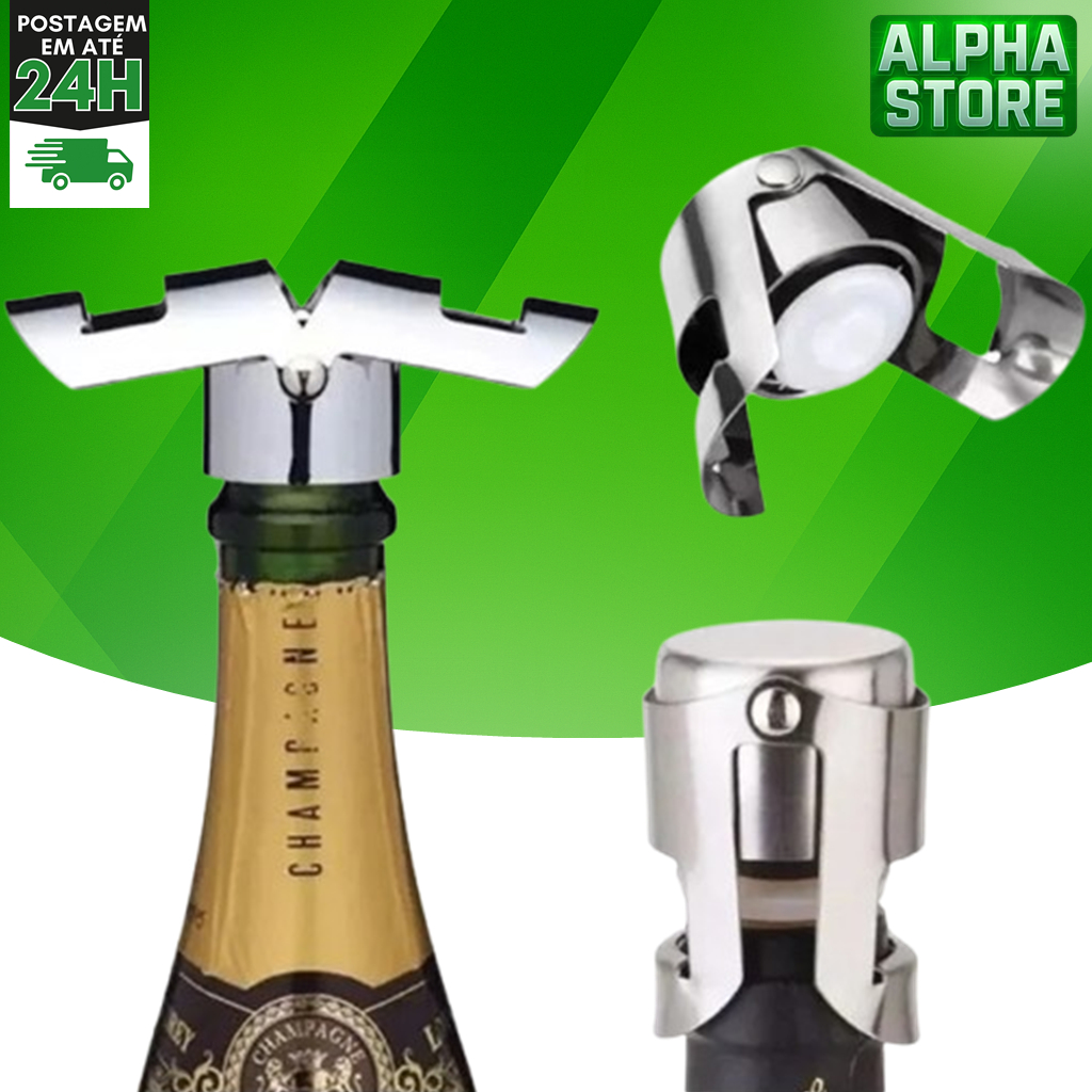 Tampa Rolha Para Garrafa Champanhe Espumante Vinho Refigerante em Aço Inox Design De Luxo
