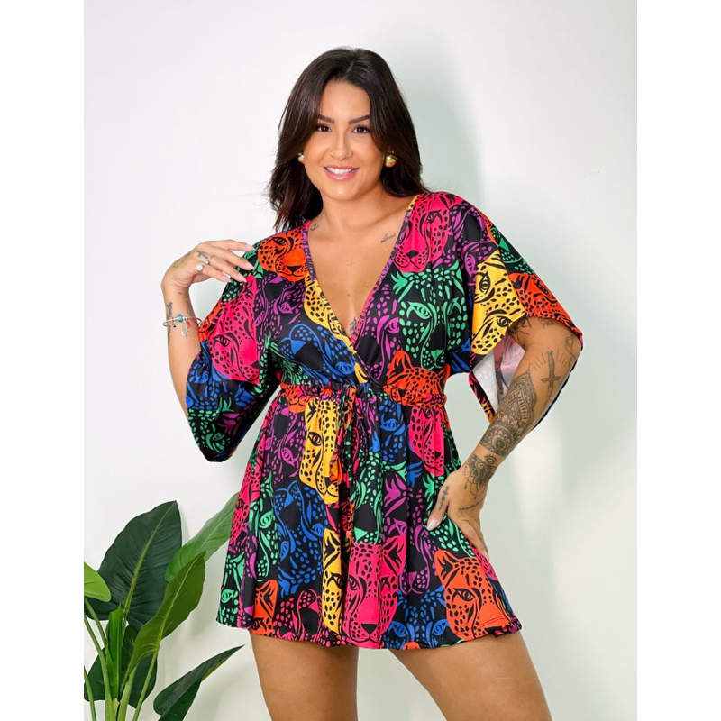 Macaquinho Feminino Manga Cumprida Outono Inverno leopardo estampa inspiração Moda bloguei...