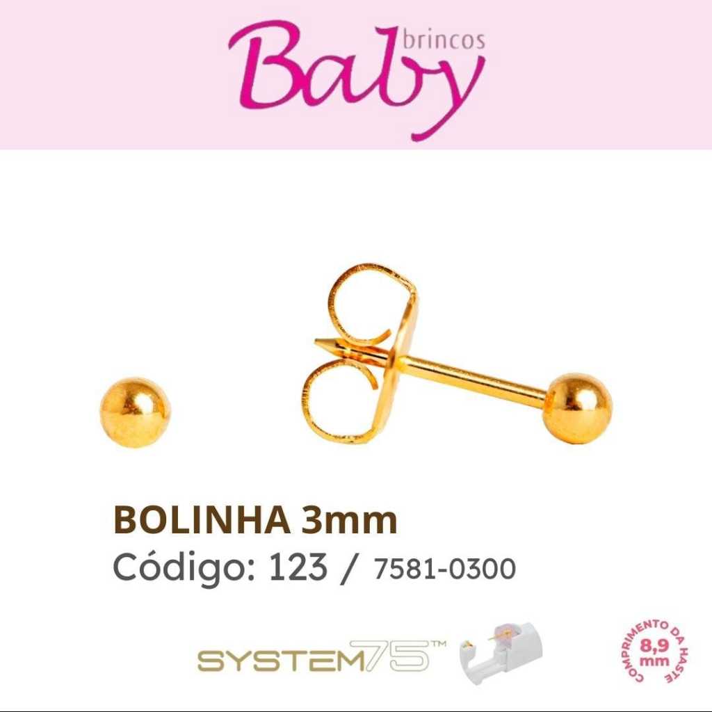 BRINCO STUDEX SYSTEM 75 BABY BOLINHA 3MM - COD 123 em Oferta na Shopee