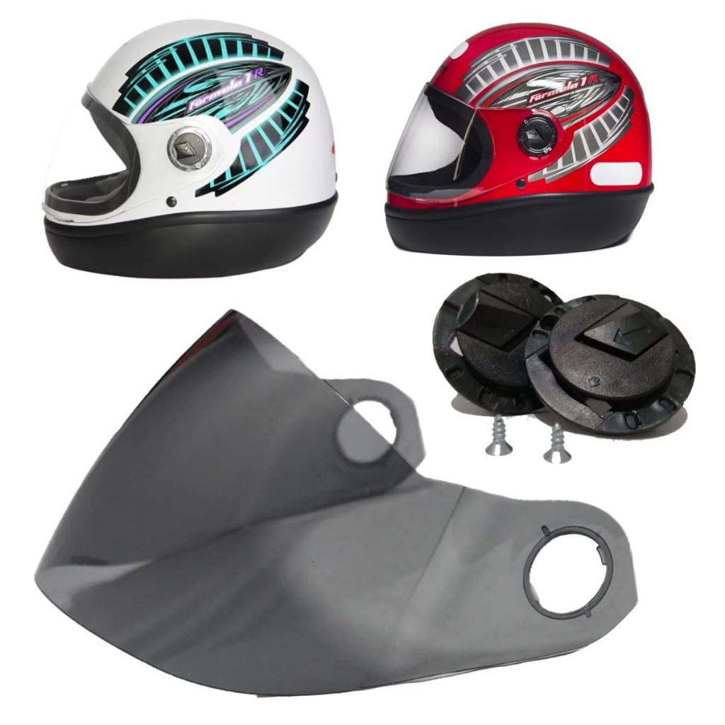 Viseira Fumê P/ Capacete Formula 1 / Femme + Botões Laterais em Oferta na Shopee