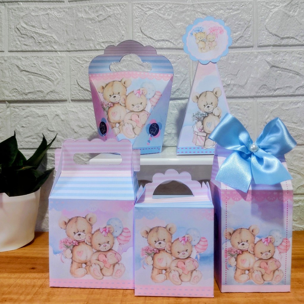 Kit Lembrancinhas Festa  Infantil - Chá Revelação - Caixas Personalizadas revelacao - kit festa menino ou menina