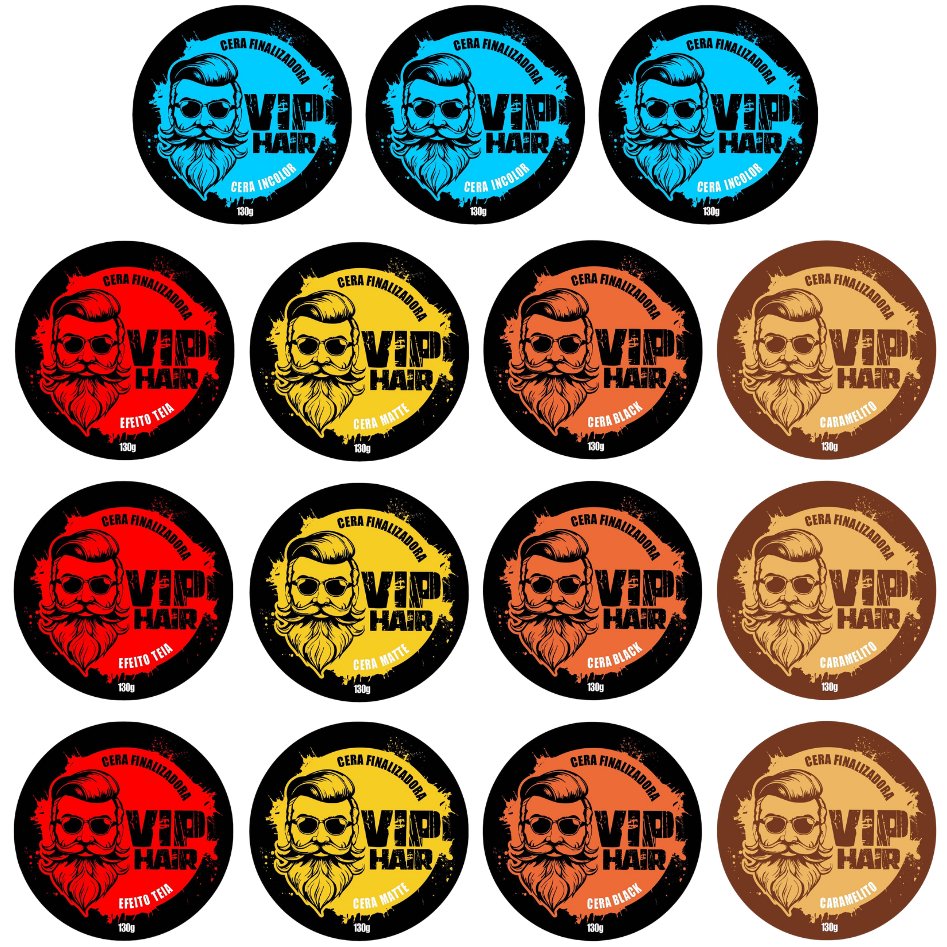 Kit 15 Cera Pomada Modeladora Finalizadora  Vip Hair 130g Barba Cabelo Bigode