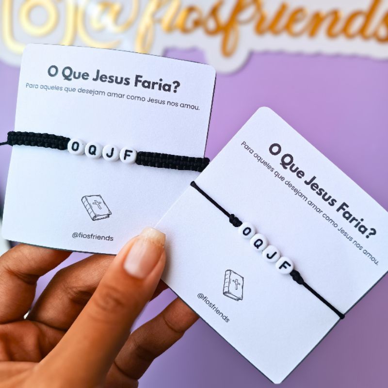 Pulseira OQJF "O que Jesus Faria" Macramê/minimalista unissex regulável em Oferta na Shopee