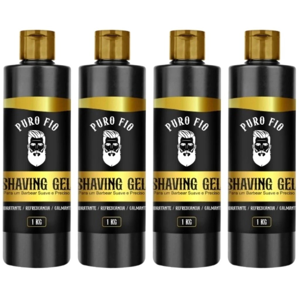 kit 4x Shaving Gel De Barbear Mentol Puro Fio 1kg Profissional - Barba Suave Sem Irritações - Envio Imediato
