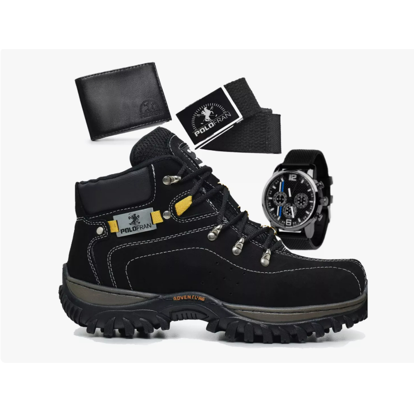 Kit Bota Masculina Adventure Coturno Botina + Acessórios