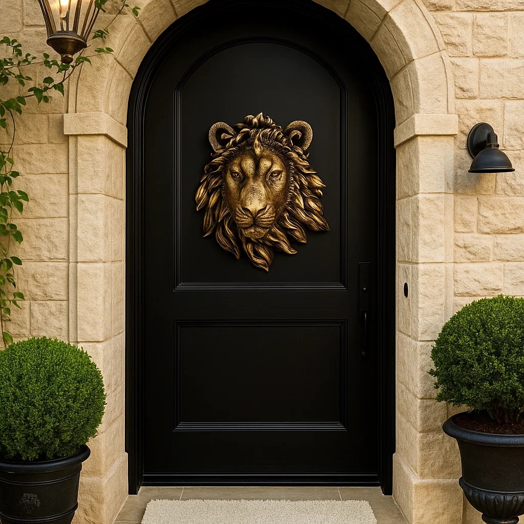 Escultura Leão Extremamente Realista De Parede Decoração Casa Porta De Entrada Envio Imediato