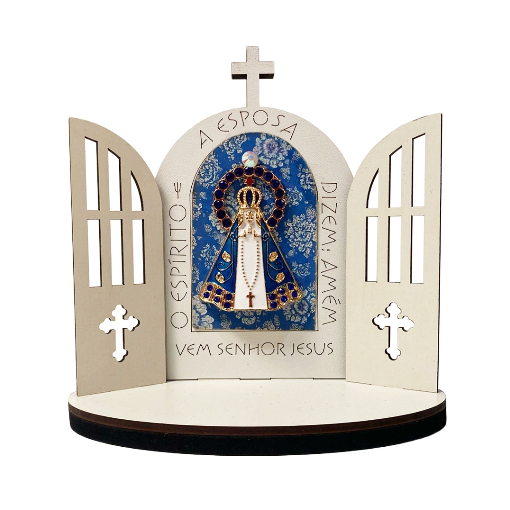 Capela Nossa Senhora Aparecida MDF 14x14cm – Imagem Religiosa Católica  Altar Decoração Presente