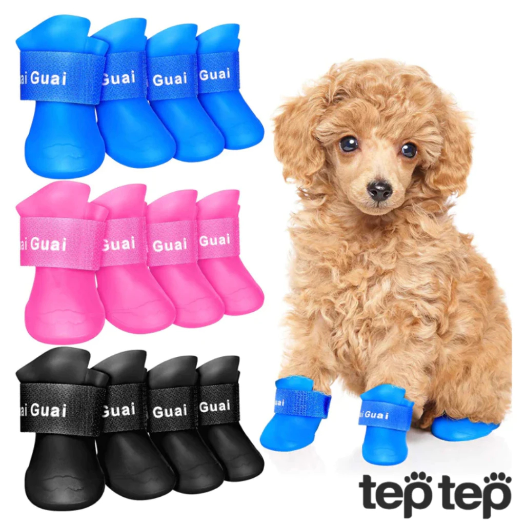 Sapatinho para Cachorro Kit com 4 unidades Impermeável Antiderrapante - Botas para Pet Cão e Gato