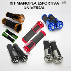 Manopla Luvinha Moto Esportiva Antiderrapante Universal - Par Preta Cromada Dourada Azul