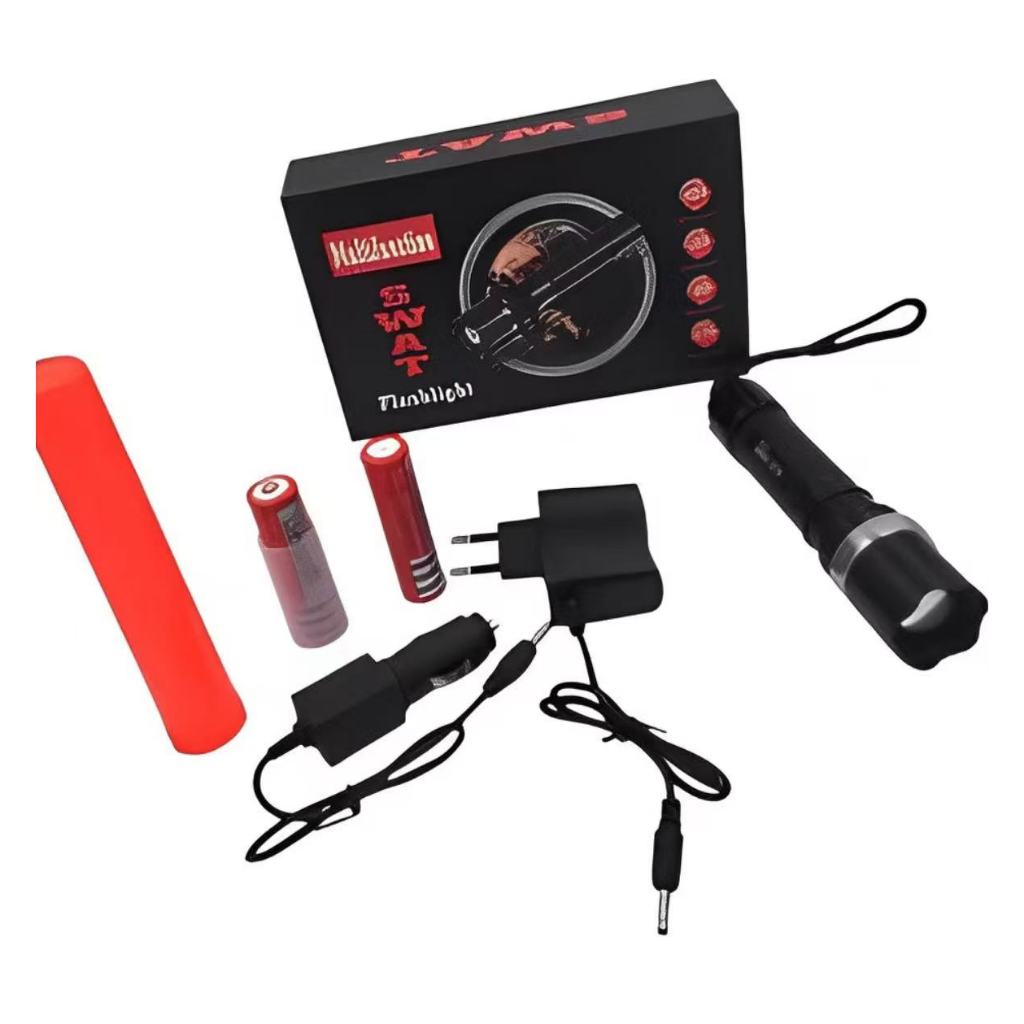 Lanterna Tática Led Swat. 608 Profissional Recarregável com 2 pilhas - LM