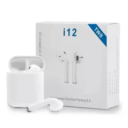 Fone De Ouvido I12 Tws Bluetooth 5.0 Com Microfone Para IOS Android Recarregável Sem Fio Barato - LM