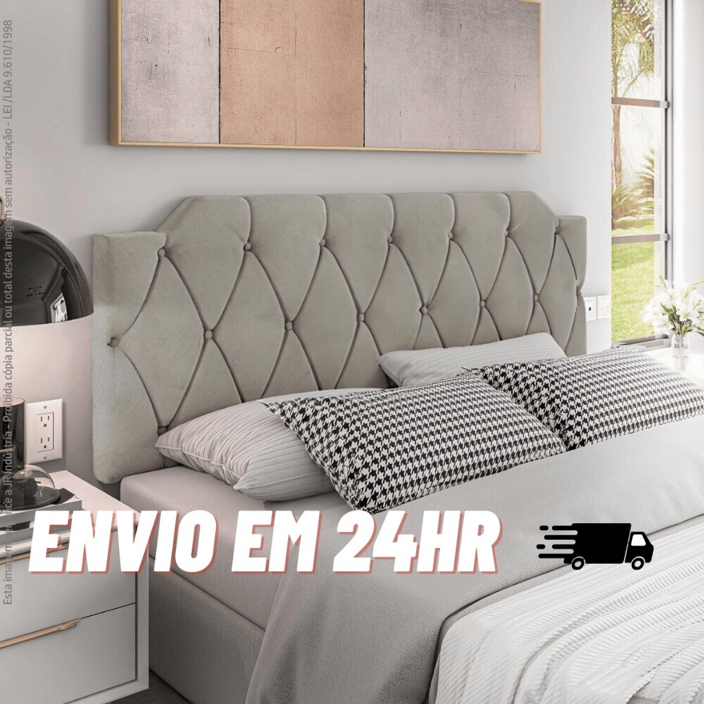 Cabeceira Box Kelly Estofada Para Cama de Casal até Cama Queen 1,40 a 1,95 Fixação Parede - Diversas Cores