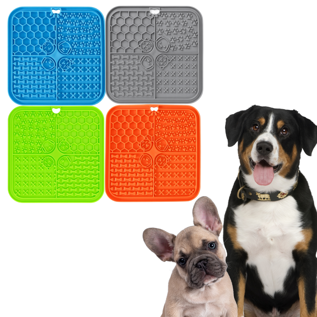 Tapete Lambedor Inibidor de Ansiedade Silicone com Ventosa Comedouro Lento Pet Cães E Gatos