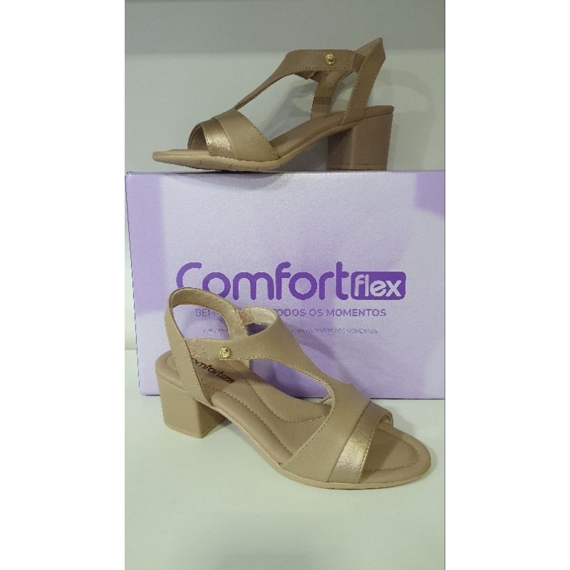 Comfortflex sandália salto bloco mocca 2557406