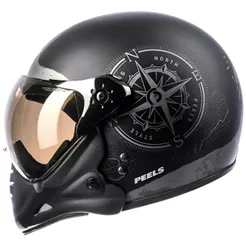 Capacete Moto Peels Mirage F-21 North Navy Custom Aviador Com 2 Viseiras Queixeira Removível